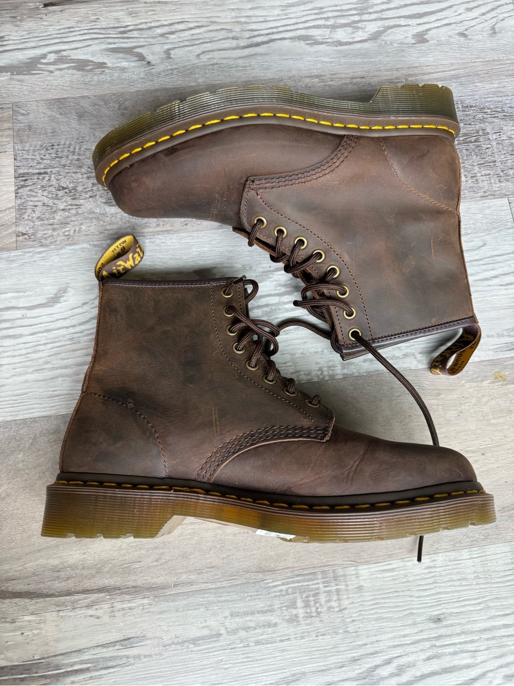 Dr. Martens Brown Leather 1460 8-Eye Lace-Up Aztec Crazy Horse Boot